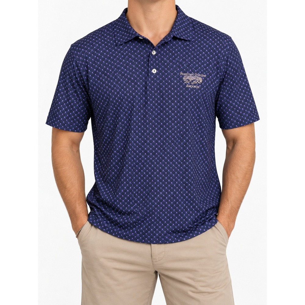 Peter Millar Skull Golf Polo Phokeethra Country Club Angkor Wat Purple Mens L